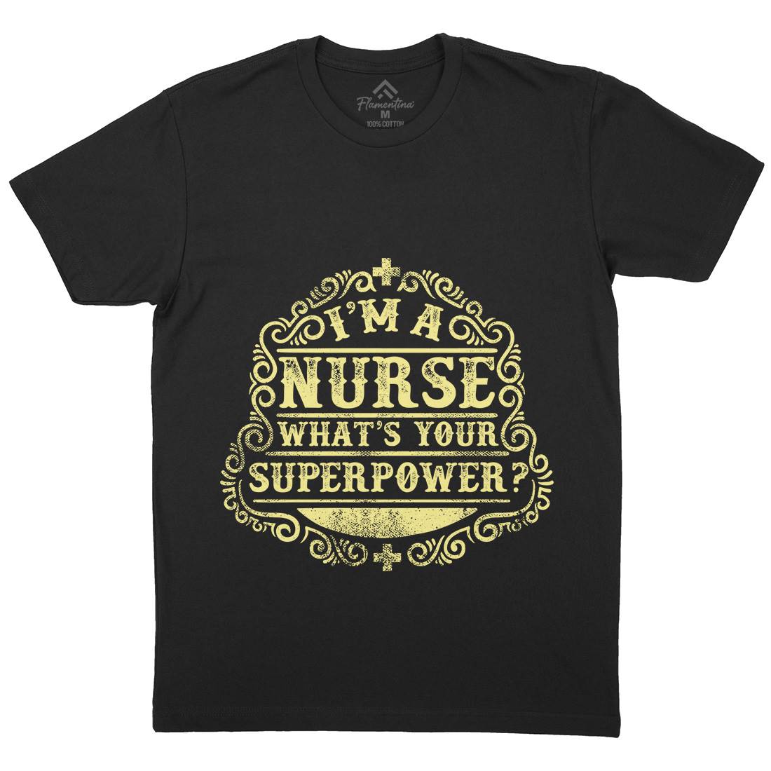What&#39;s Your Superpower Mens Organic Crew Neck T-Shirt Work C996