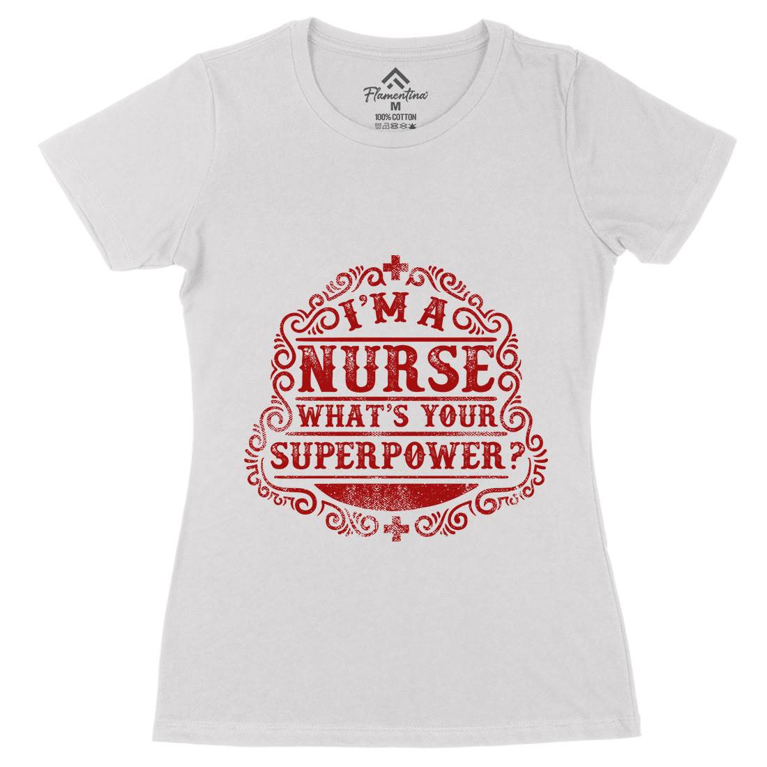 What&#39;s Your Superpower Womens Organic Crew Neck T-Shirt Work C996
