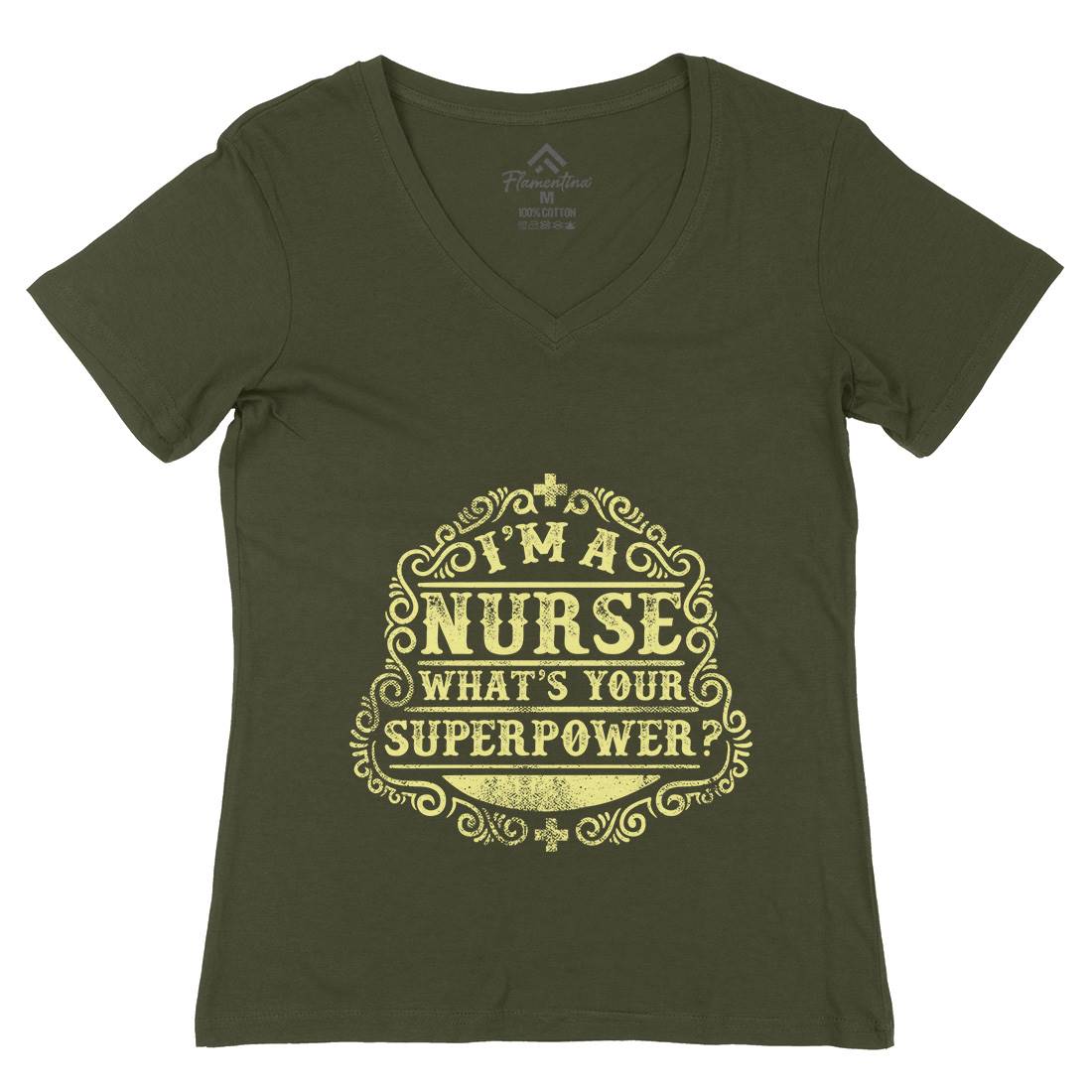 What&#39;s Your Superpower Womens Organic V-Neck T-Shirt Work C996