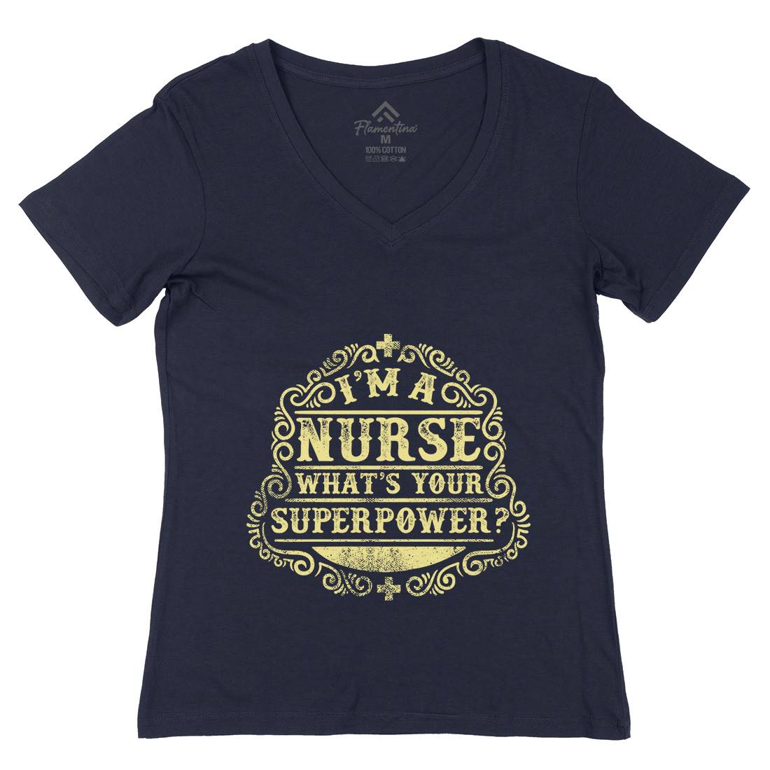 What&#39;s Your Superpower Womens Organic V-Neck T-Shirt Work C996