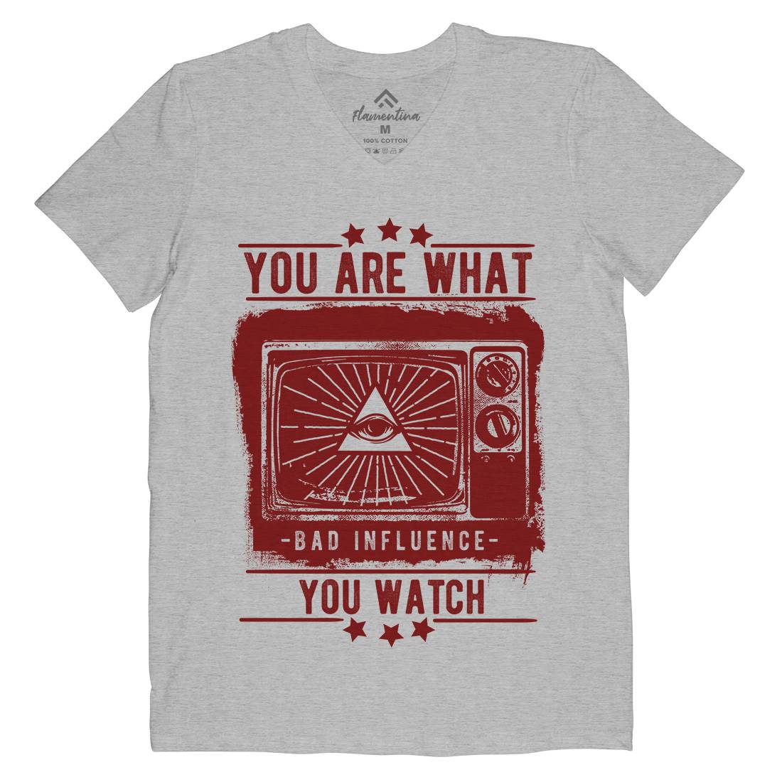 You Are What You Watch Mens Organic V-Neck T-Shirt Illuminati C997