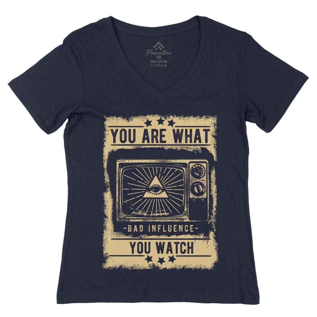 You Are What You Watch Womens Organic V-Neck T-Shirt Illuminati C997