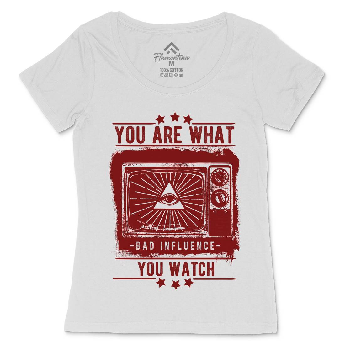 You Are What You Watch Womens Scoop Neck T-Shirt Illuminati C997