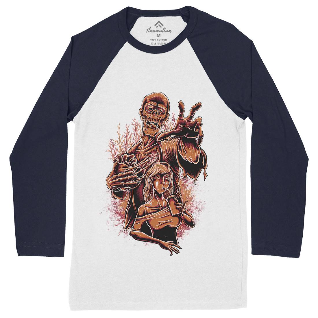 Zombie Love Mens Long Sleeve Baseball T-Shirt Horror D000