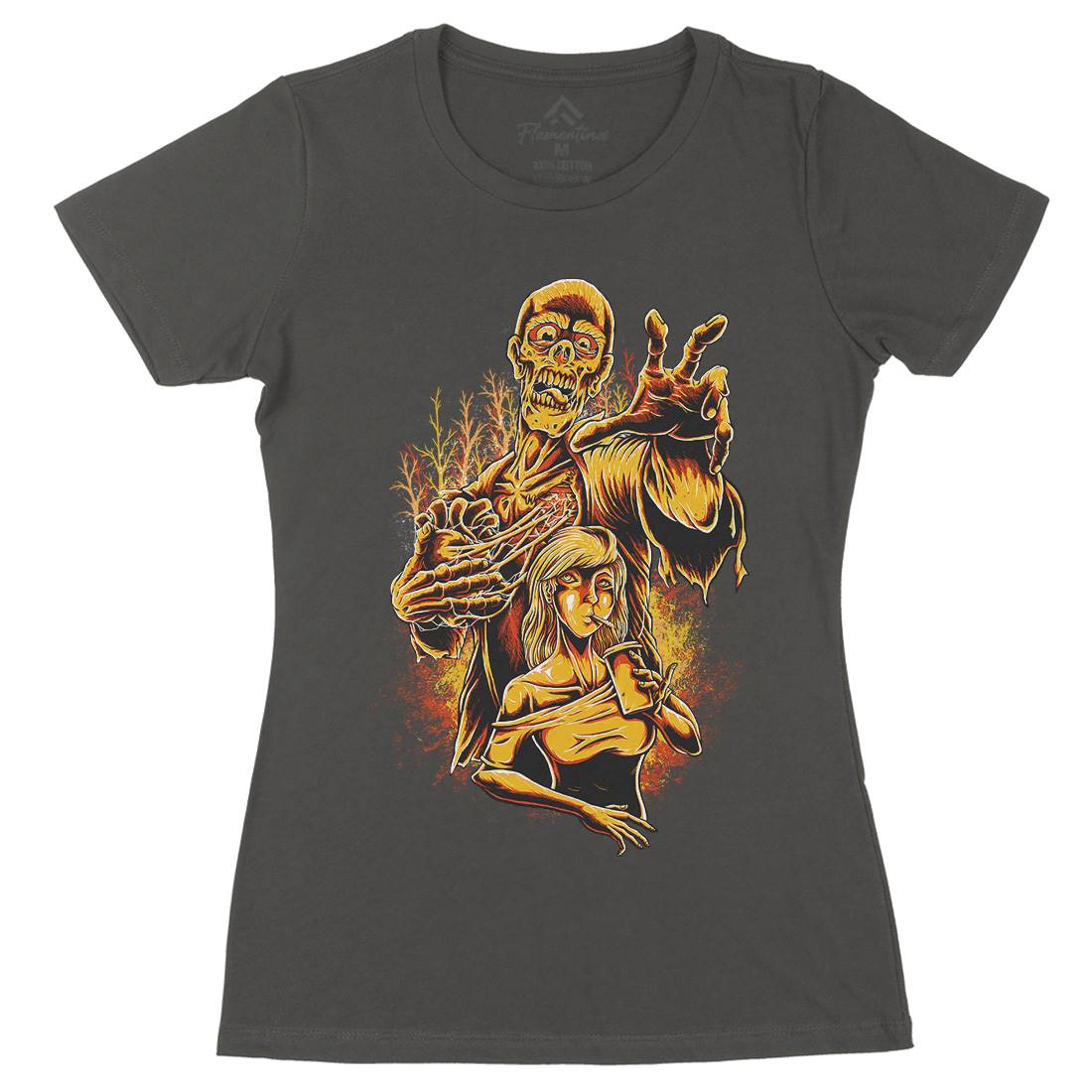 Zombie Love Womens Organic Crew Neck T-Shirt Horror D000
