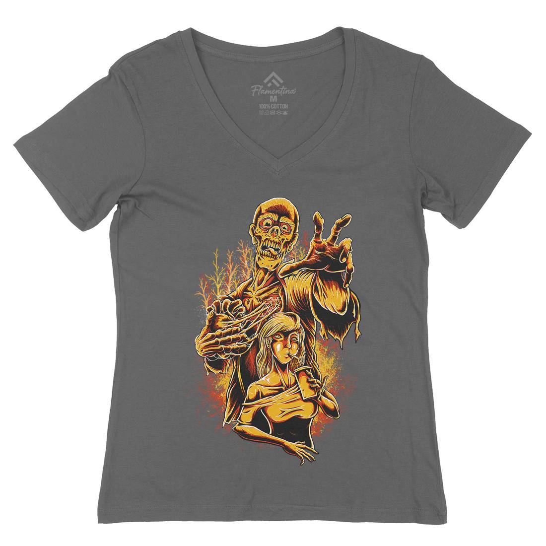 Zombie Love Womens Organic V-Neck T-Shirt Horror D000