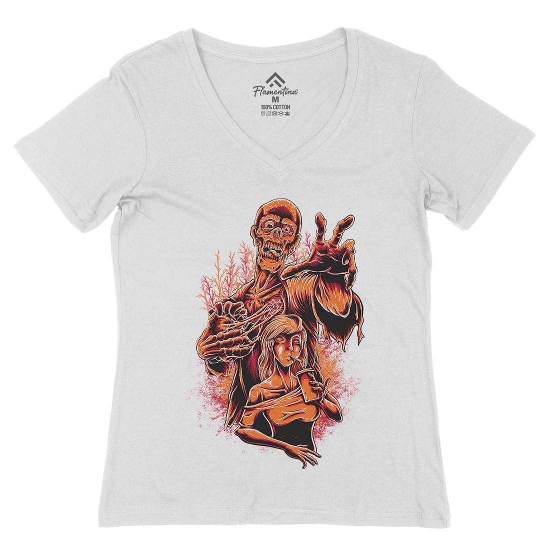 Zombie Love Womens Organic V-Neck T-Shirt Horror D000