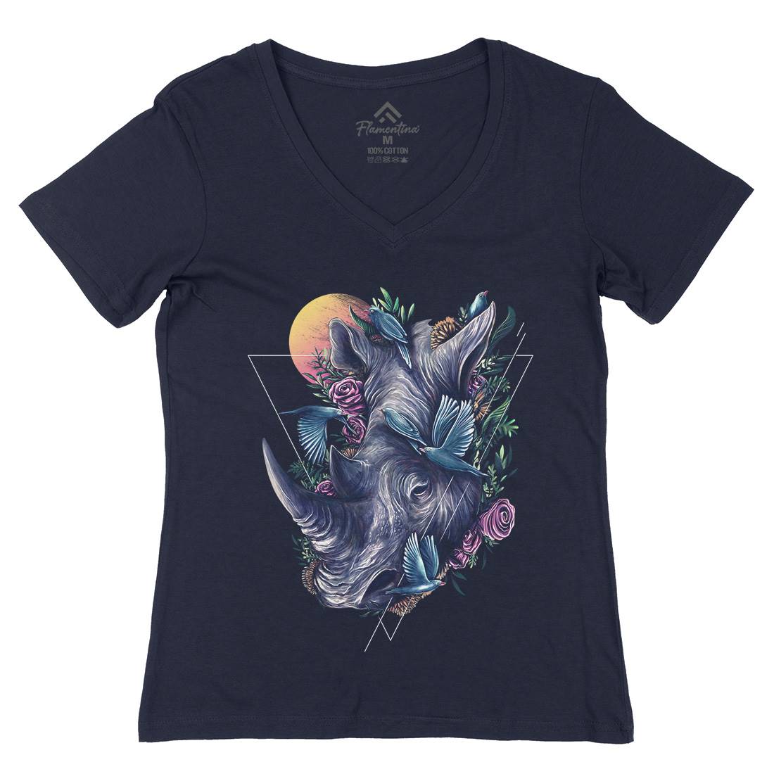 Mutual Bond Womens Organic V-Neck T-Shirt Animals D001