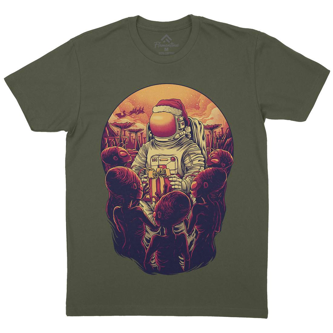 Alien Planet Mens Organic Crew Neck T-Shirt Space D002