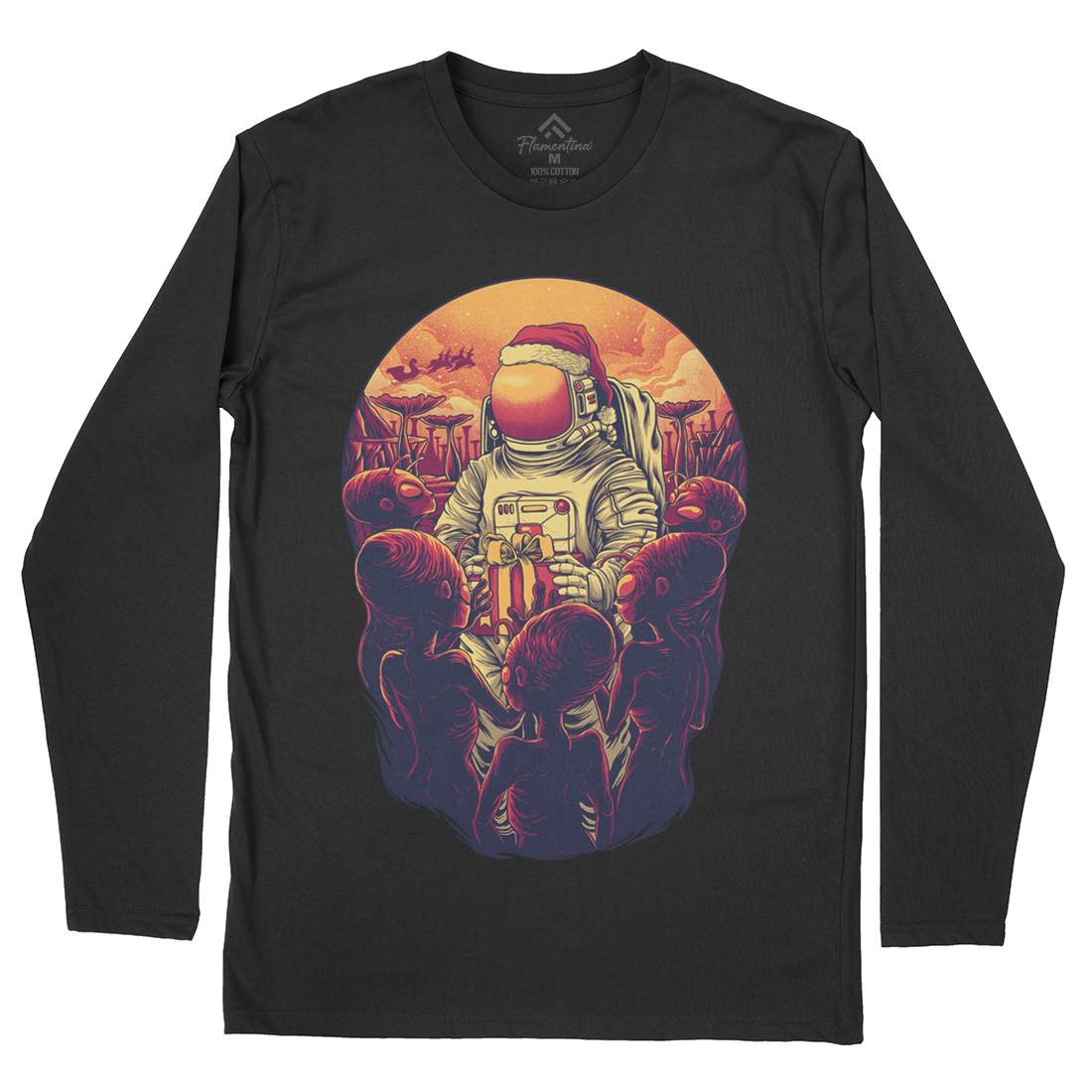Alien Planet Mens Long Sleeve T-Shirt Space D002