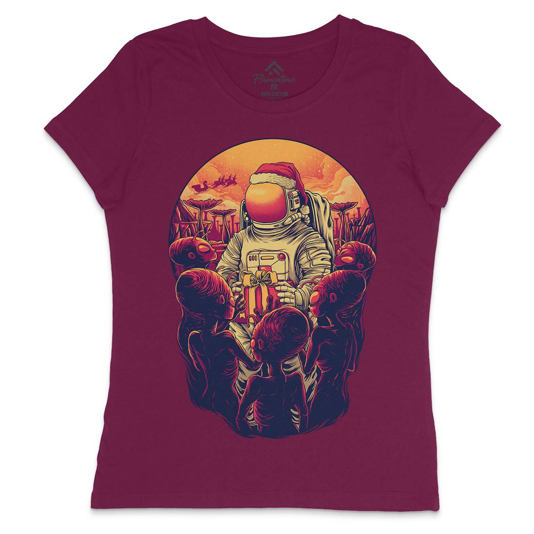 Alien Planet Womens Crew Neck T-Shirt Space D002