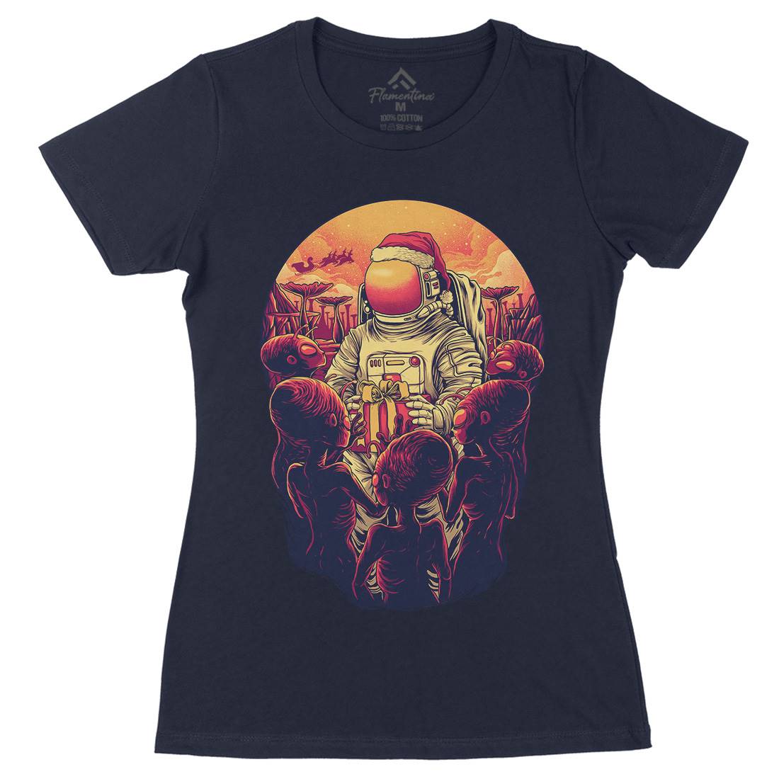 Alien Planet Womens Organic Crew Neck T-Shirt Space D002