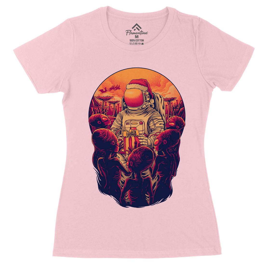 Alien Planet Womens Organic Crew Neck T-Shirt Space D002