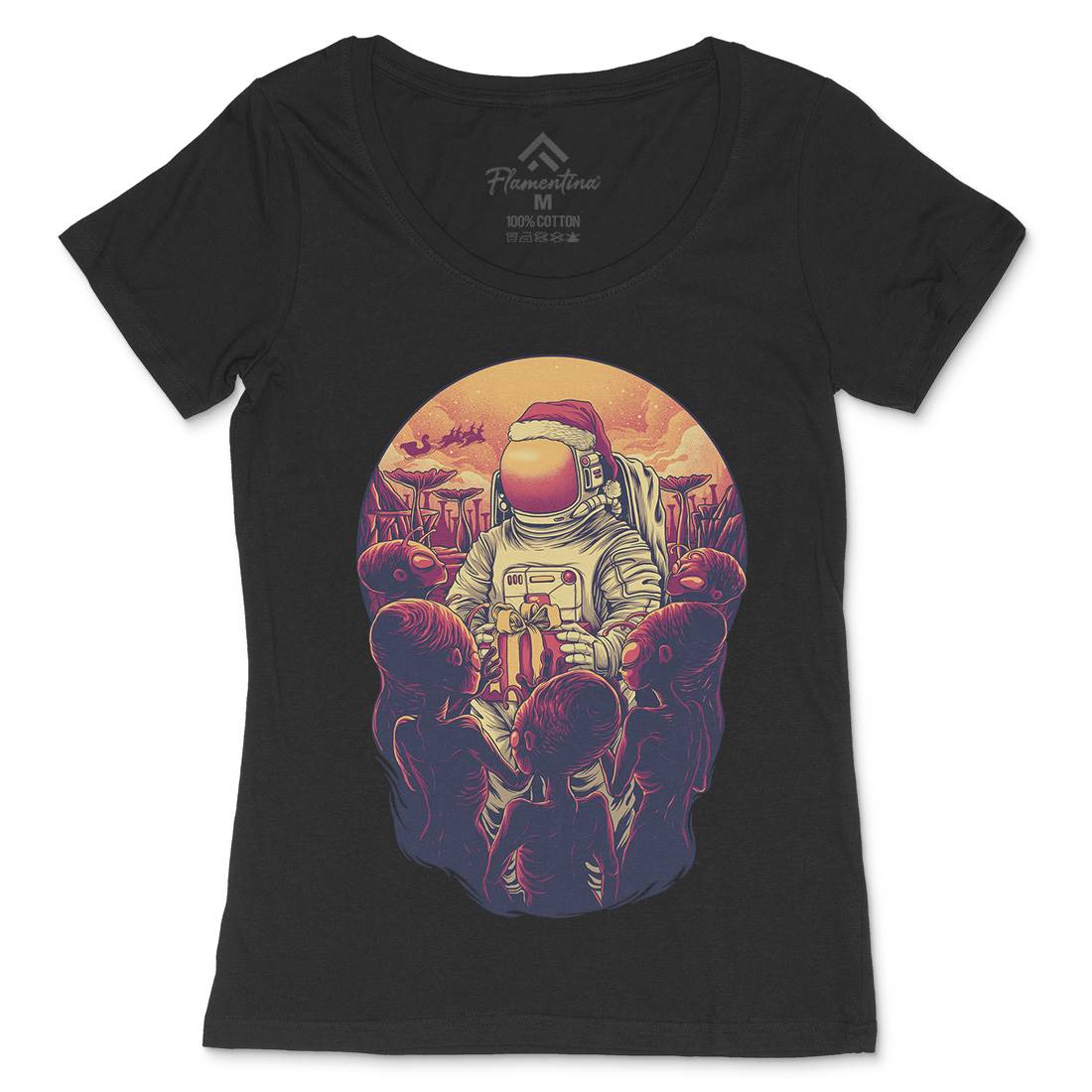 Alien Planet Womens Scoop Neck T-Shirt Space D002