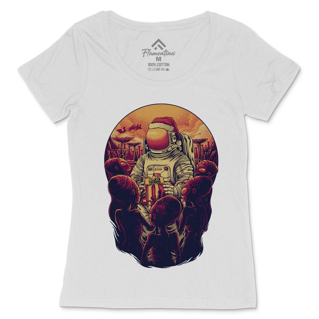 Alien Planet Womens Scoop Neck T-Shirt Space D002