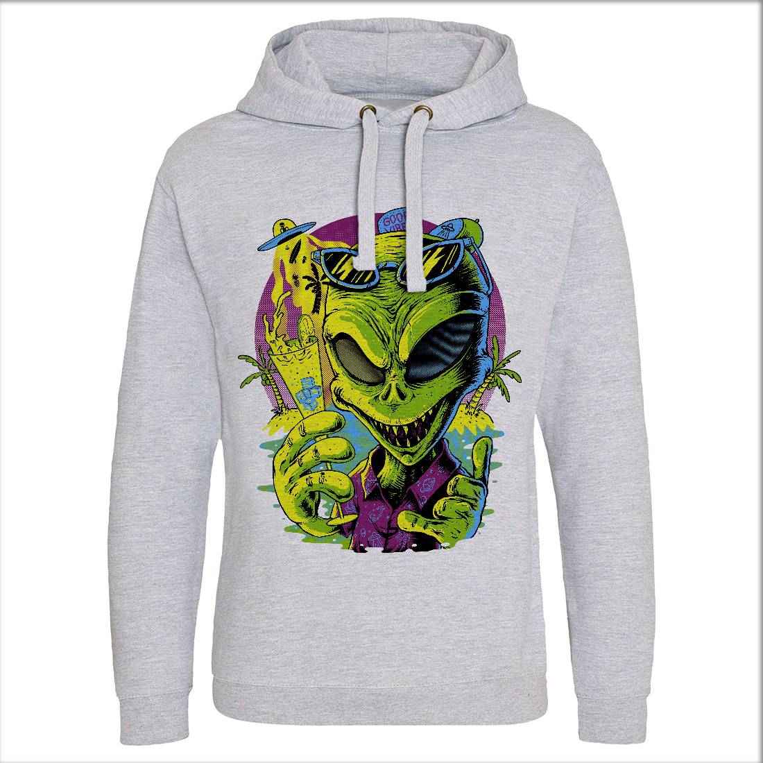 Alien Summer Vibes Mens Hoodie Without Pocket Holiday D003