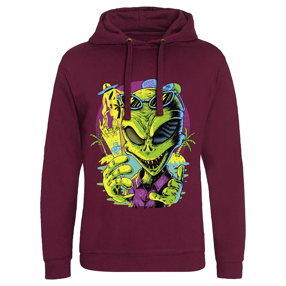 Alien Summer Vibes Mens Hoodie Without Pocket Holiday D003