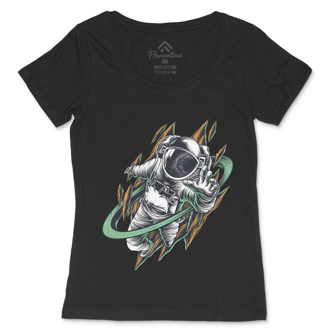 Astronaut Womens Scoop Neck T-Shirt Space D005