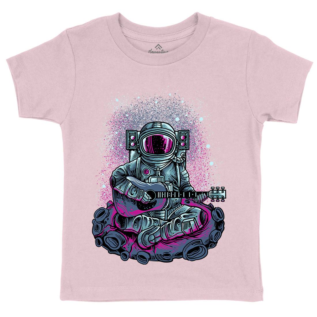 Astronaut Guitar Kids Organic Crew Neck T-Shirt Space D007