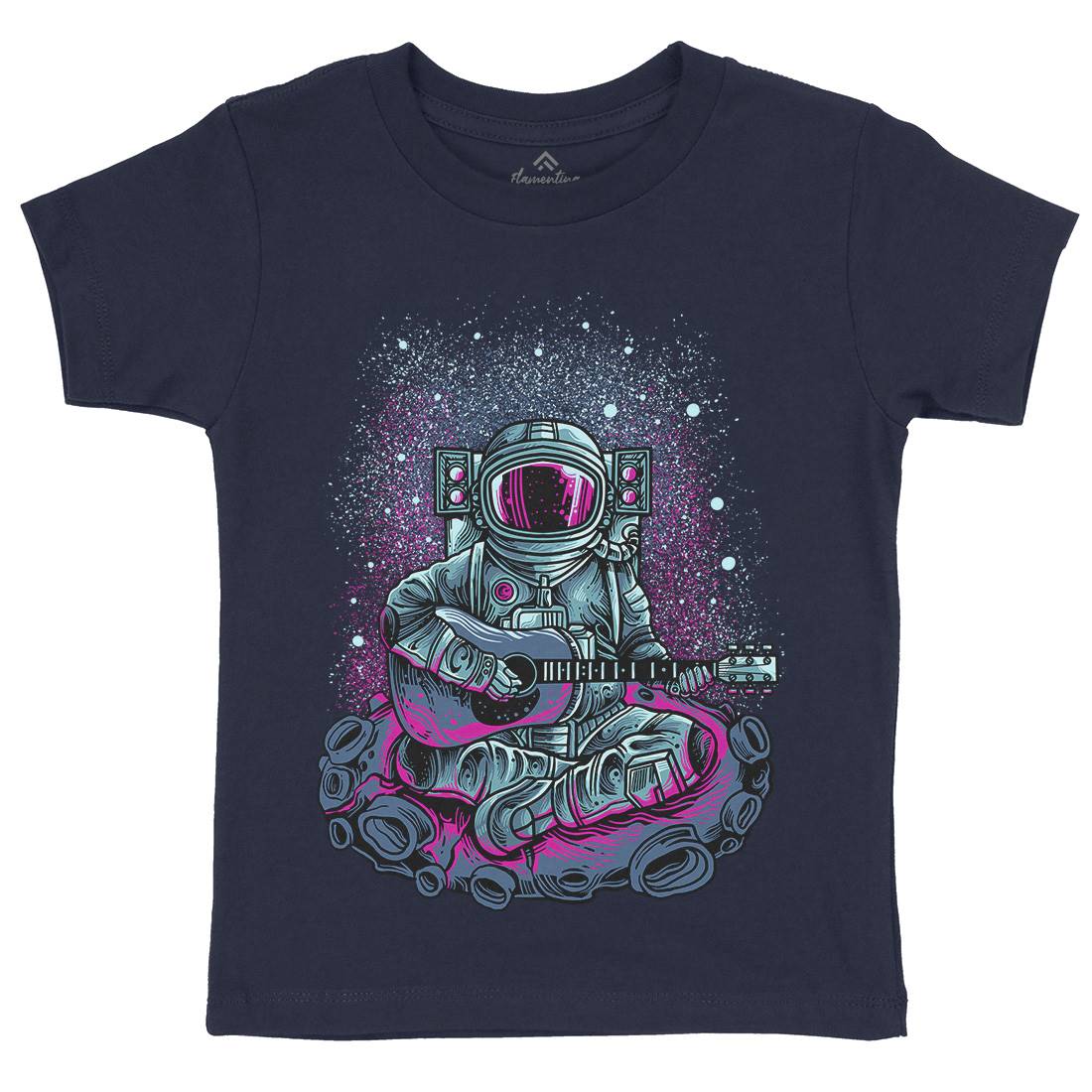 Astronaut Guitar Kids Organic Crew Neck T-Shirt Space D007