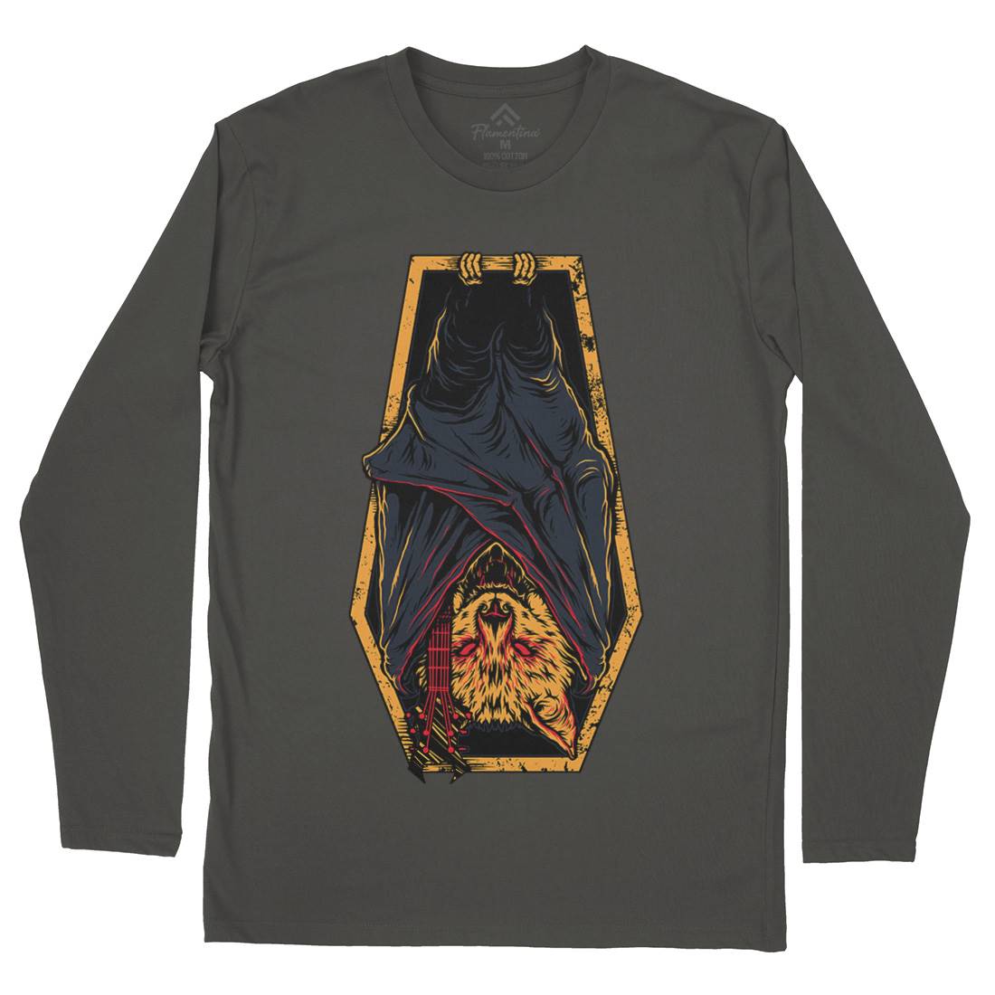 Bat Guitar Mens Long Sleeve T-Shirt Animals D008