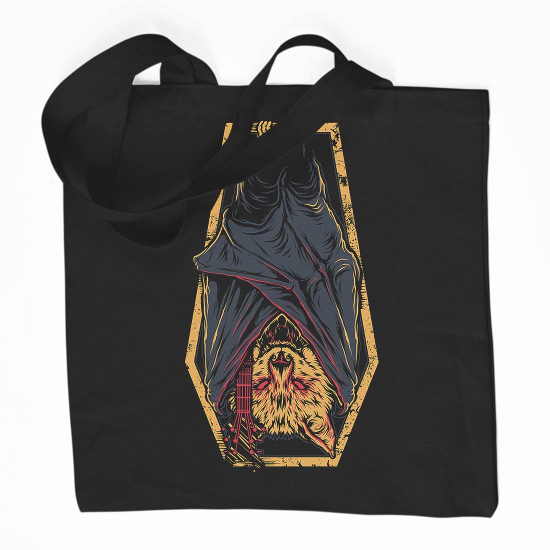 Bat Guitar Organic Premium Cotton Tote Bag Animals D008