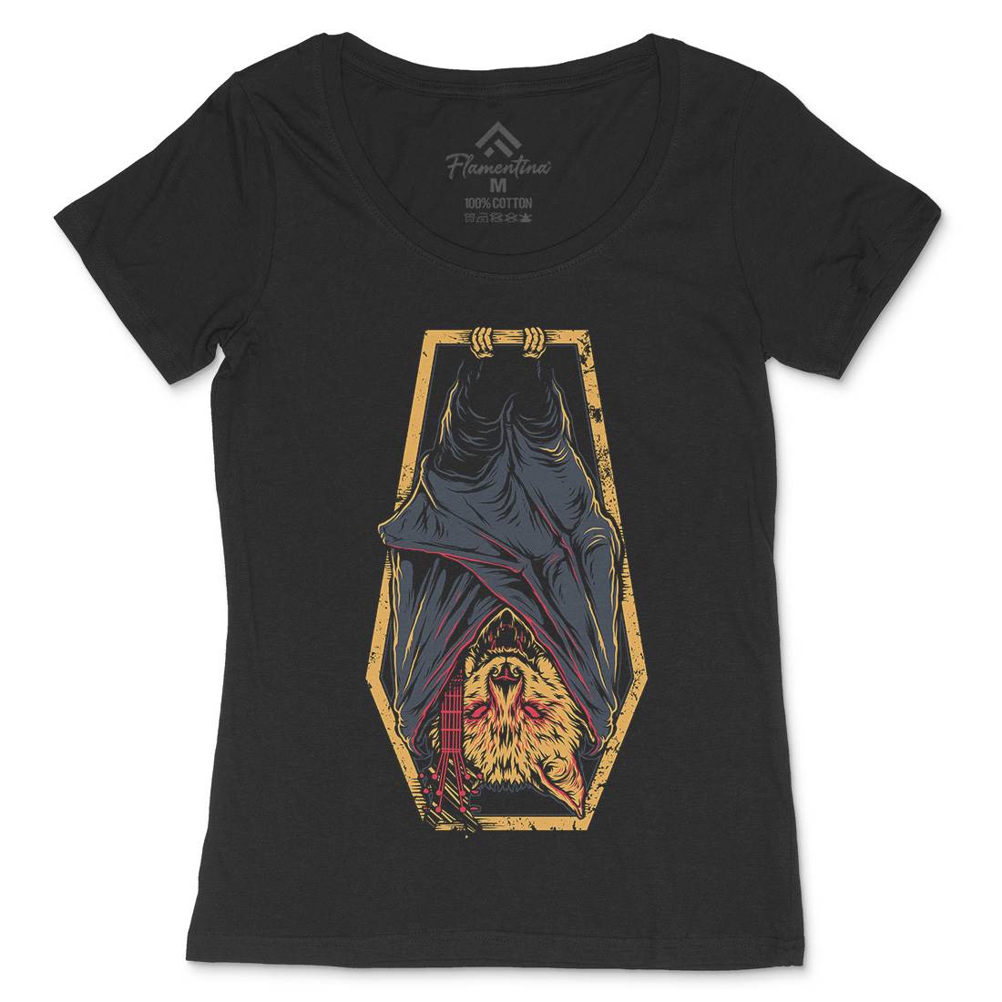 Bat Guitar Womens Scoop Neck T-Shirt Animals D008