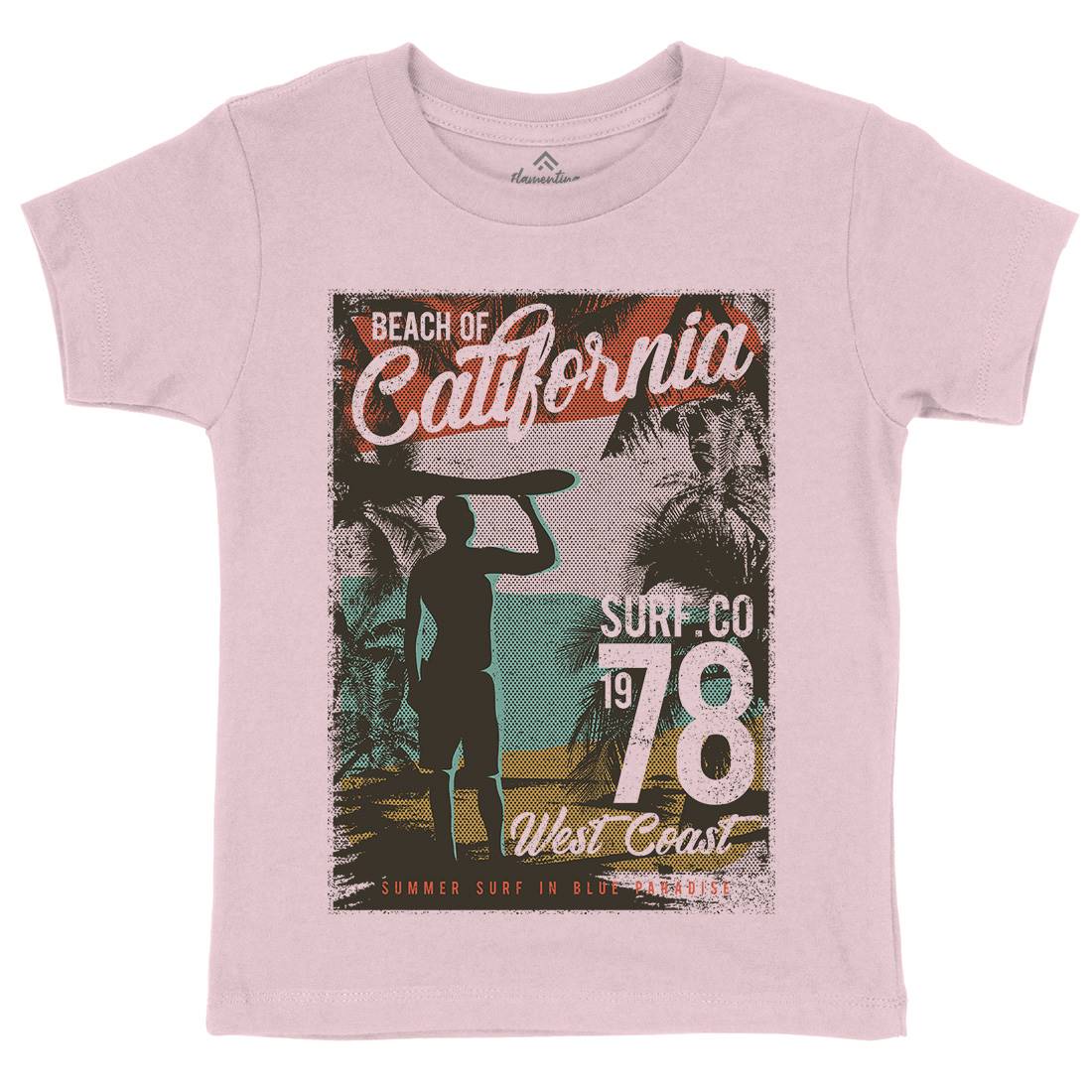Beach Of California Kids Crew Neck T-Shirt Holiday D009