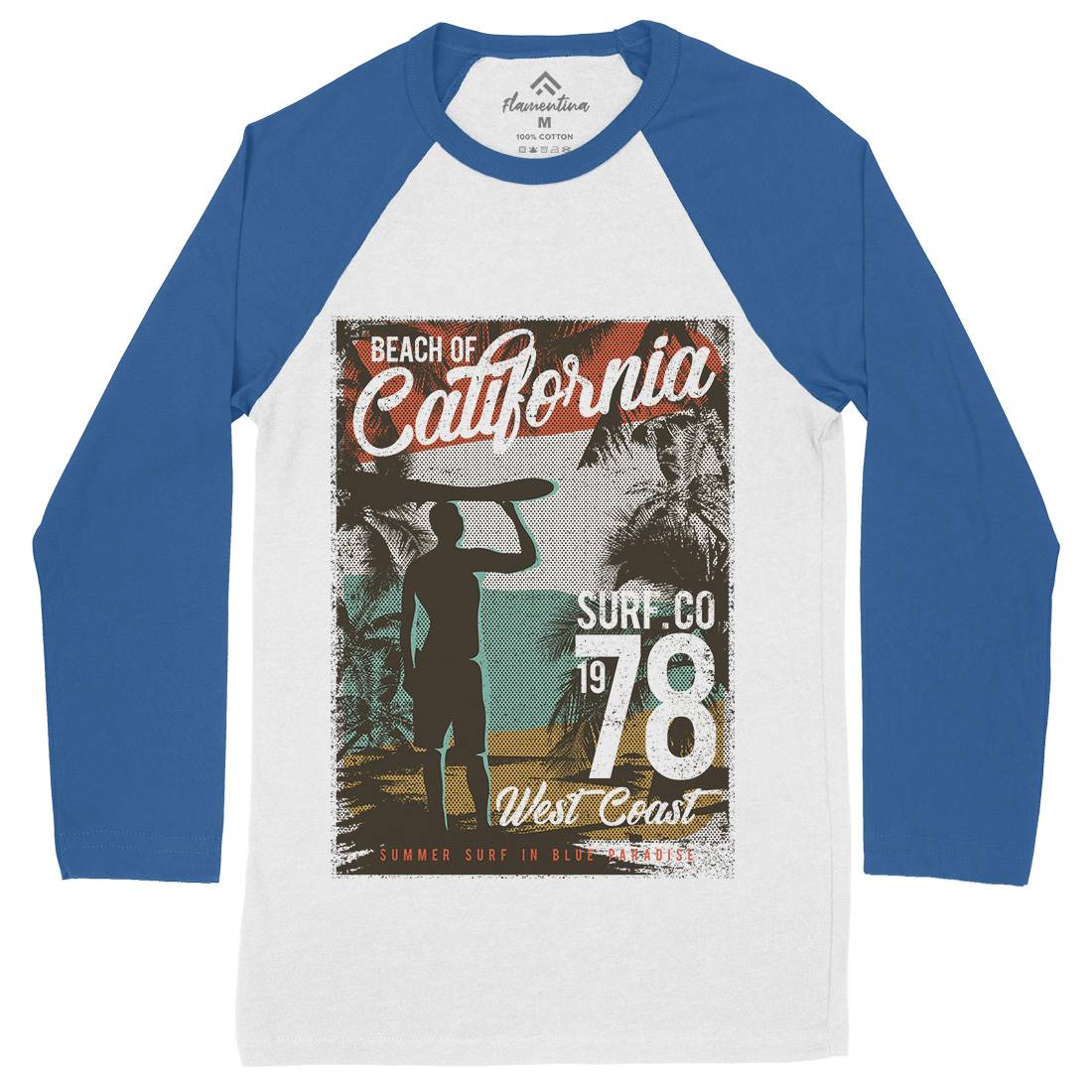 Beach Of California Mens Long Sleeve Baseball T-Shirt Holiday D009