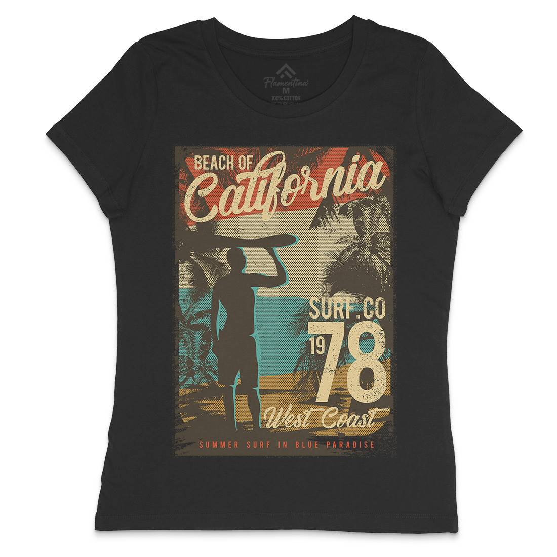 Beach Of California Womens Crew Neck T-Shirt Holiday D009