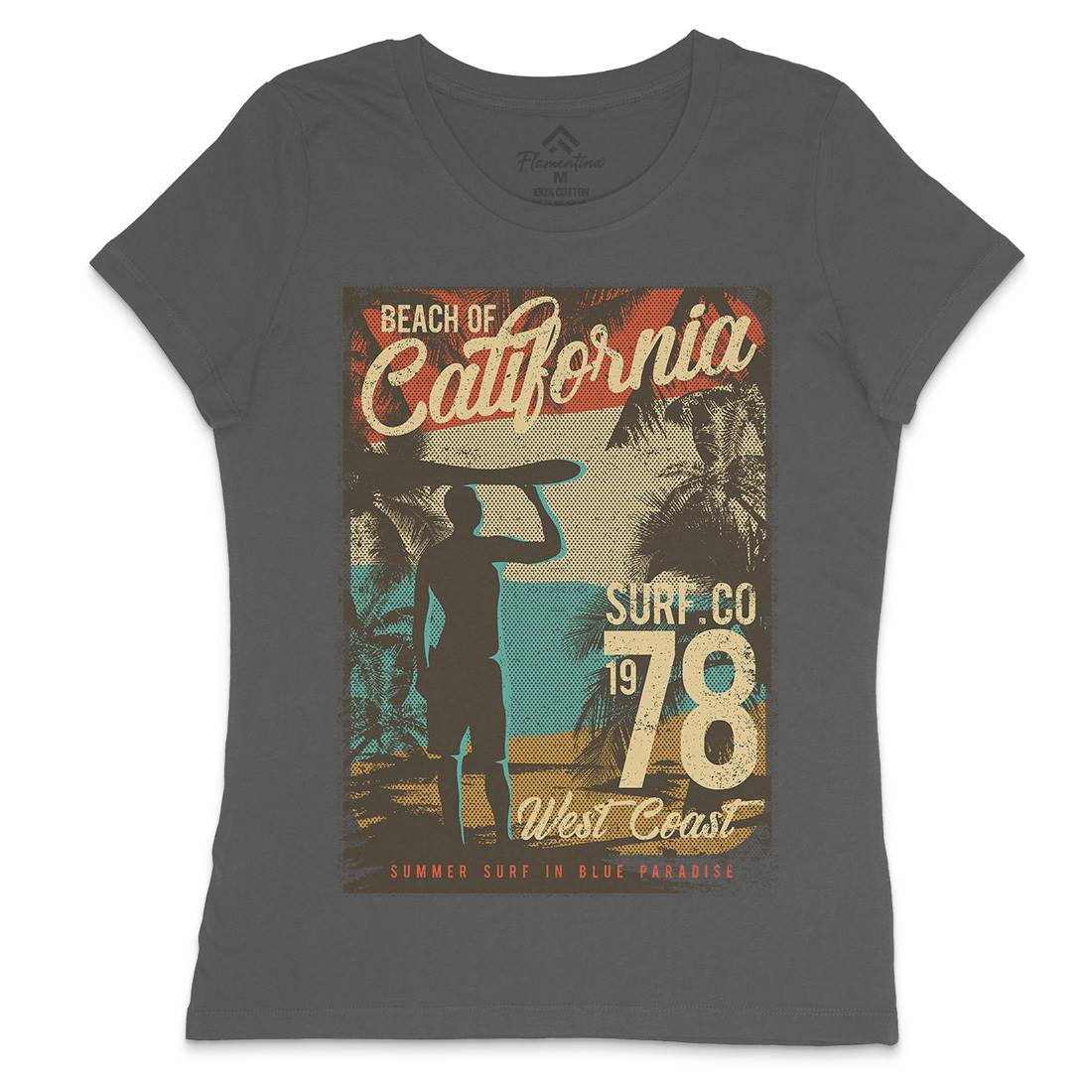 Beach Of California Womens Crew Neck T-Shirt Holiday D009
