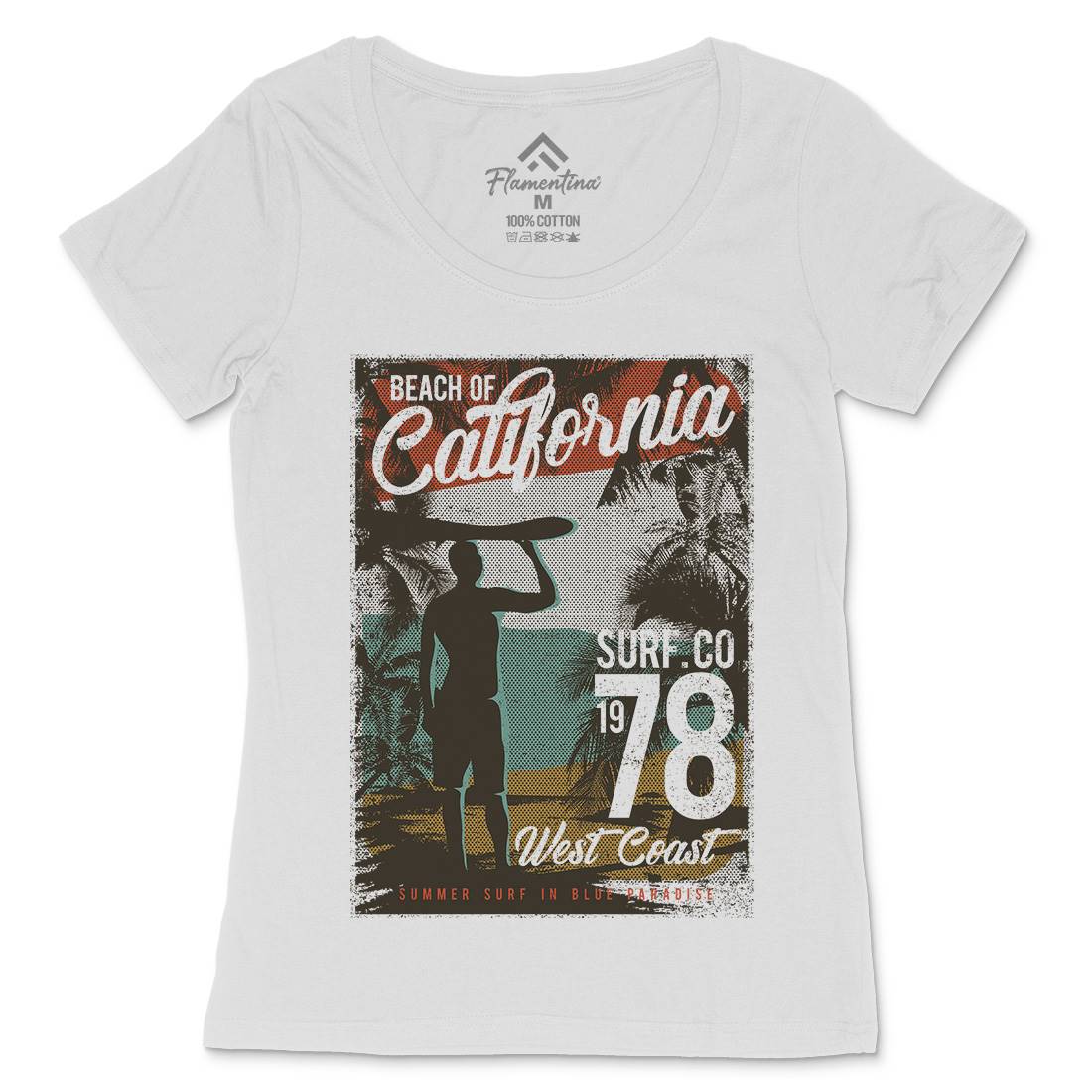 Beach Of California Womens Scoop Neck T-Shirt Holiday D009