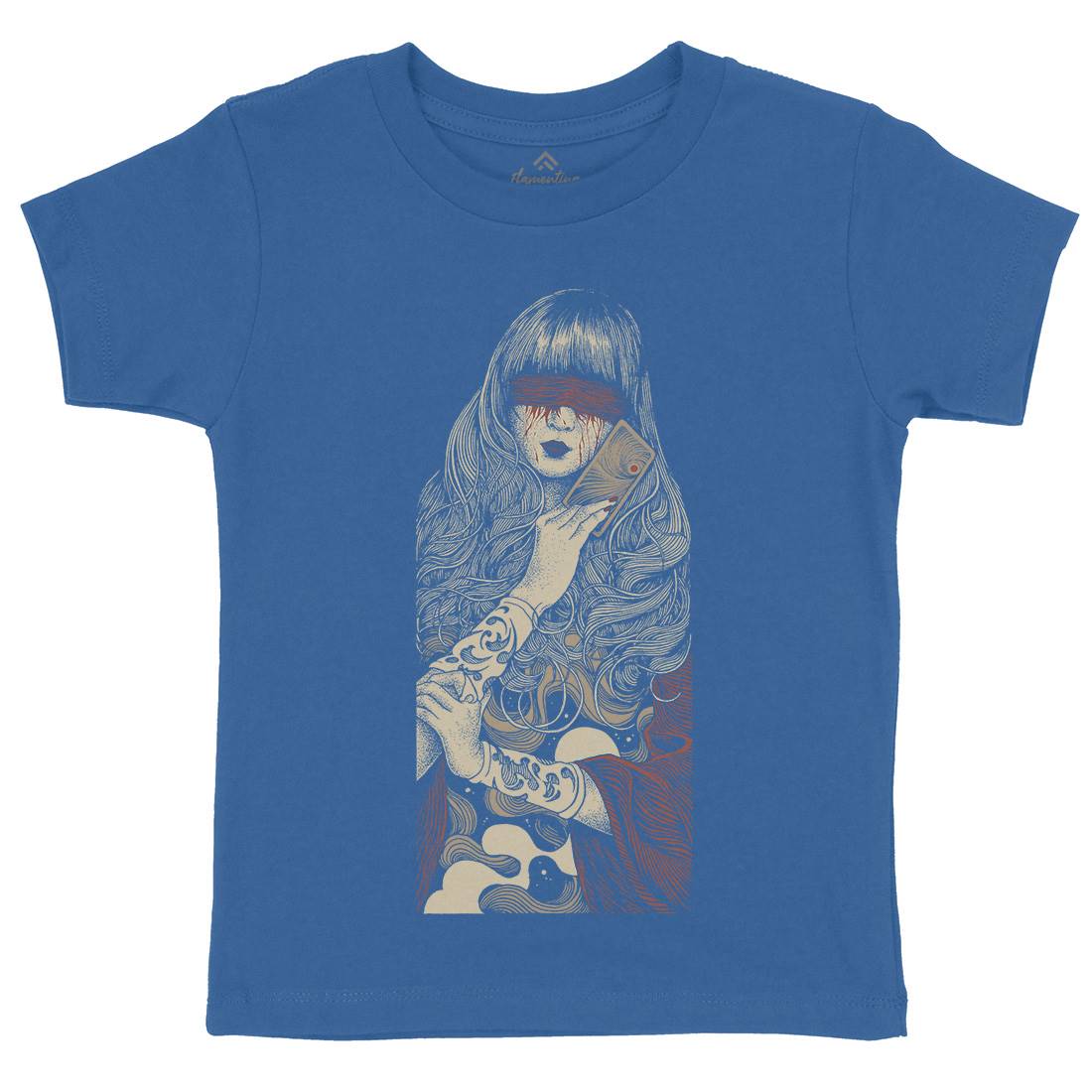 Blind Woman Kids Crew Neck T-Shirt Horror D012