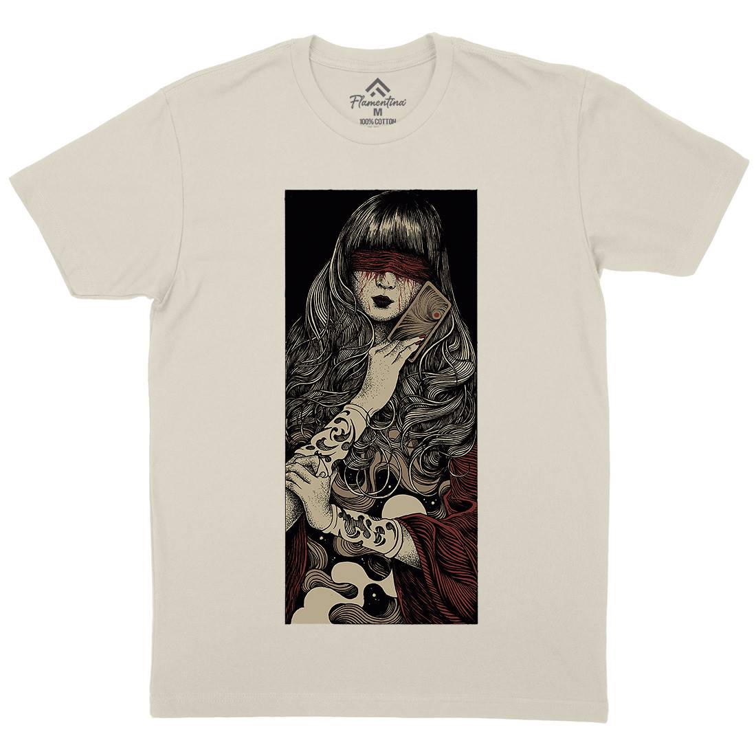 Blind Woman Mens Organic Crew Neck T-Shirt Horror D012