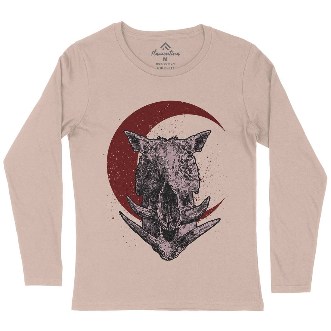 Boar Womens Long Sleeve T-Shirt Horror D013