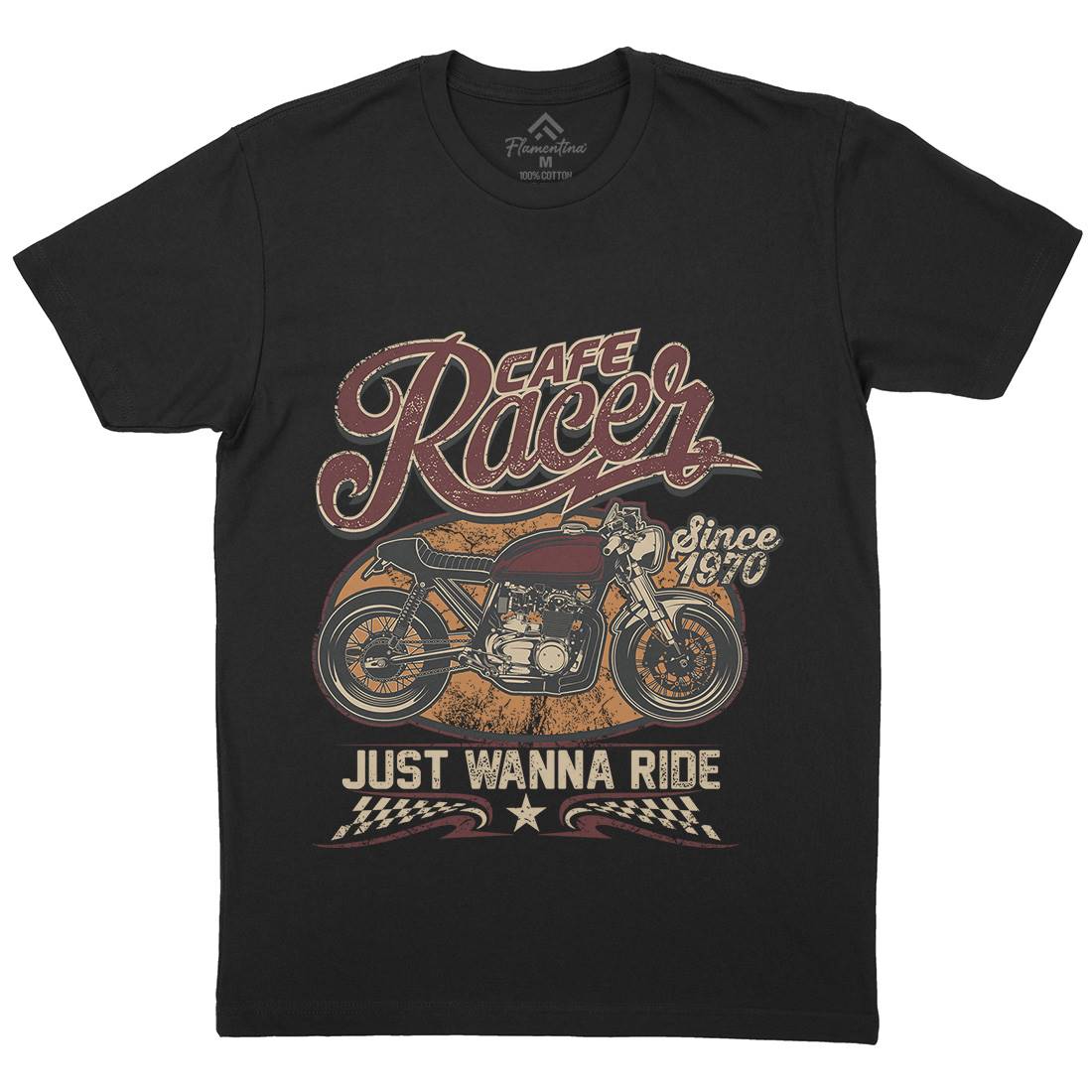 Cafe Racer Mens Organic Crew Neck T-Shirt Motorcycles D015