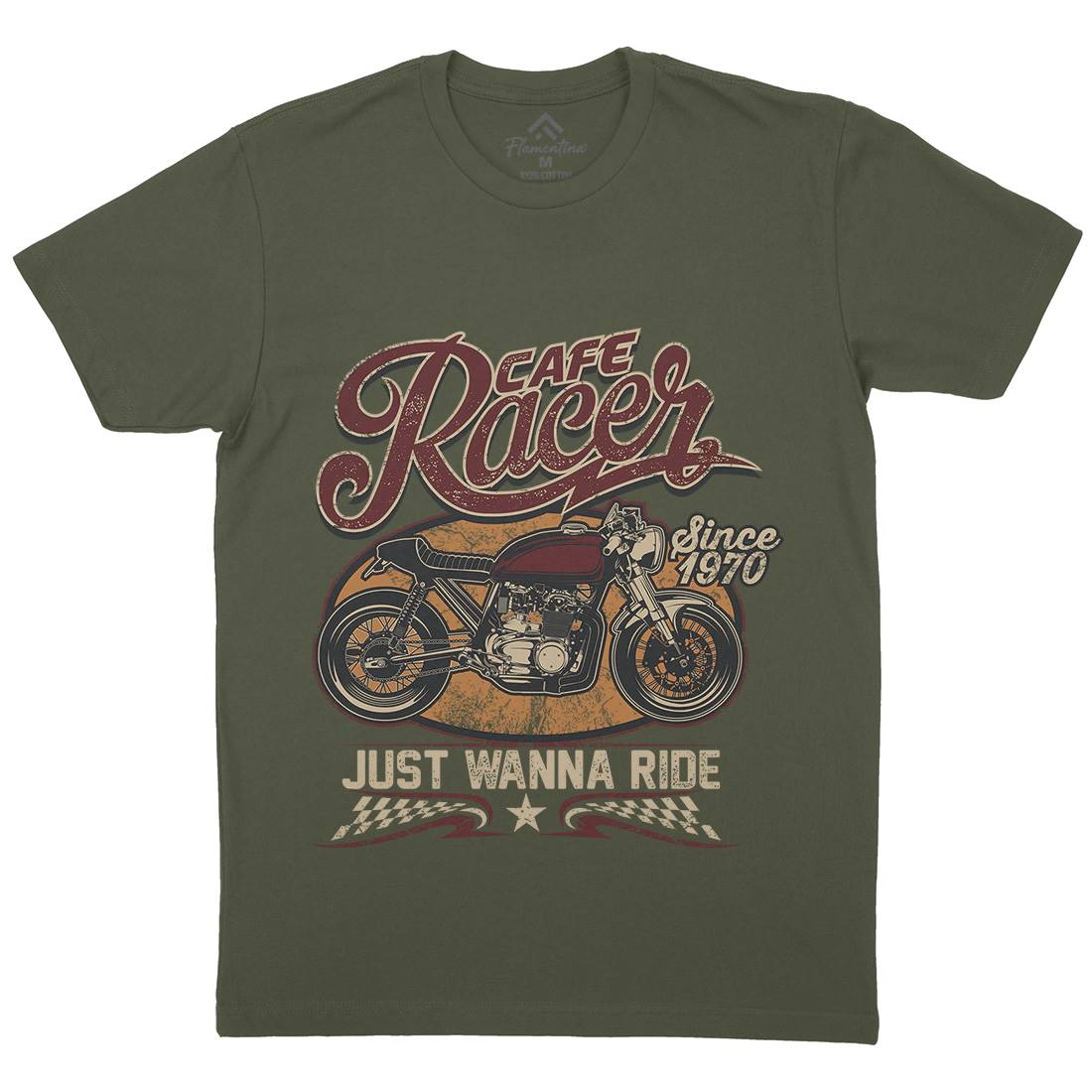 Cafe Racer Mens Organic Crew Neck T-Shirt Motorcycles D015
