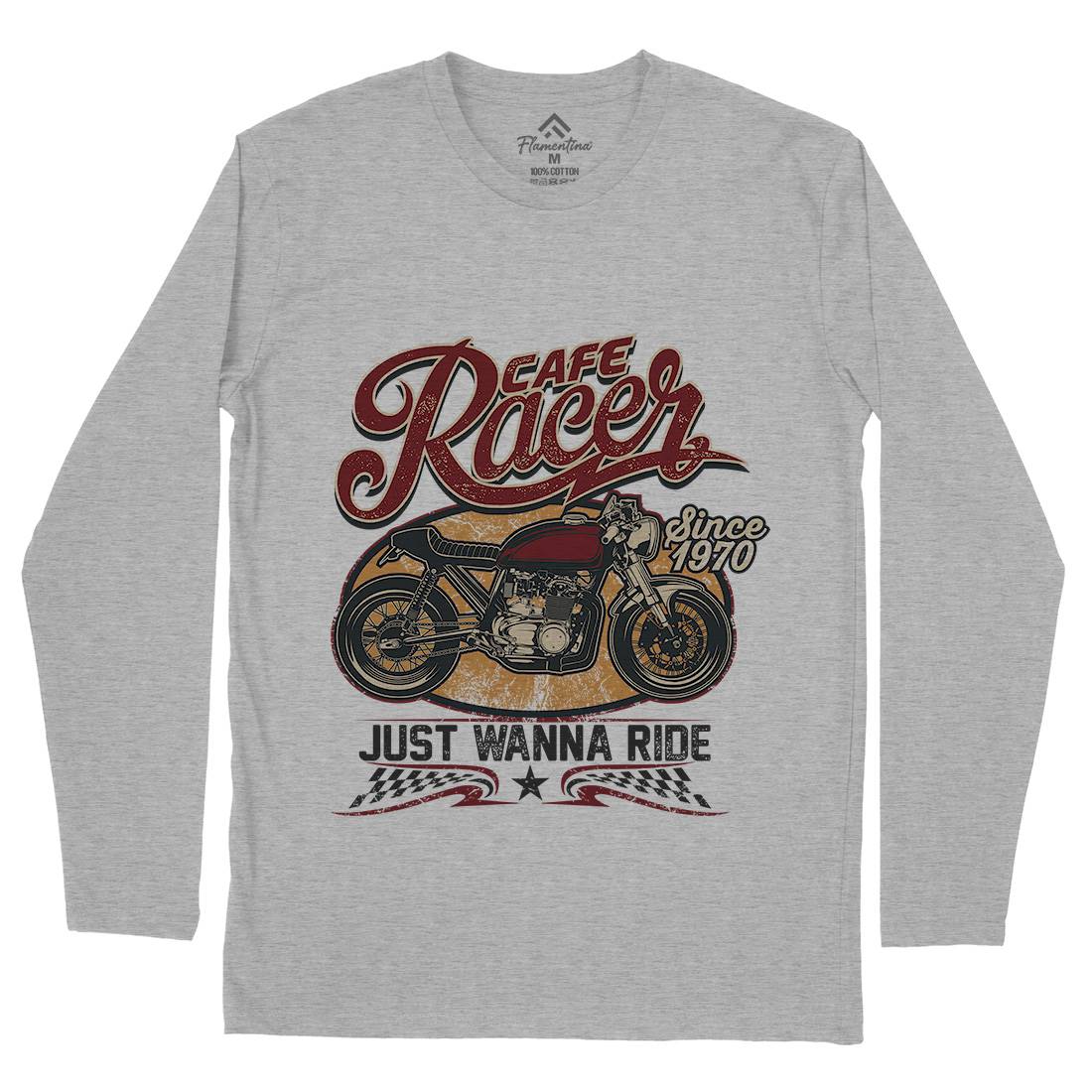 Cafe Racer Mens Long Sleeve T-Shirt Motorcycles D015
