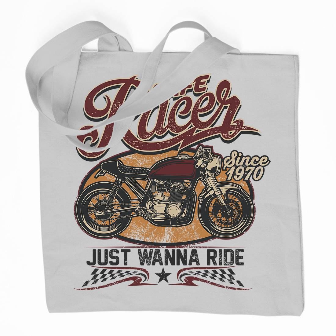 Cafe Racer Organic Premium Cotton Tote Bag Motorcycles D015