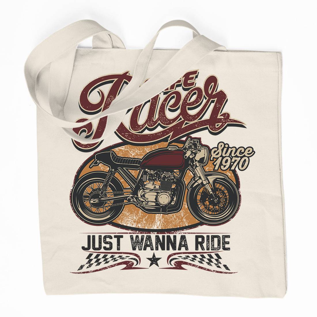 Cafe Racer Organic Premium Cotton Tote Bag Motorcycles D015