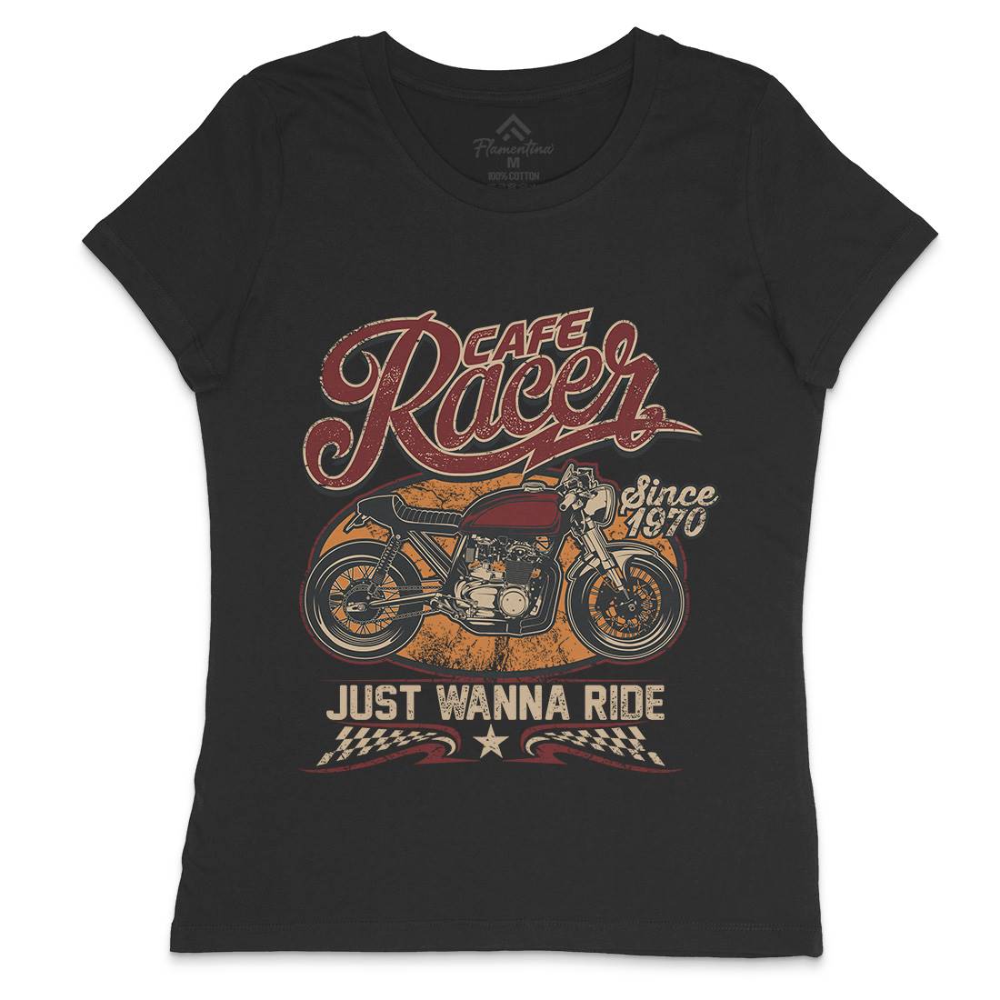 Cafe Racer Womens Crew Neck T-Shirt Motorcycles D015