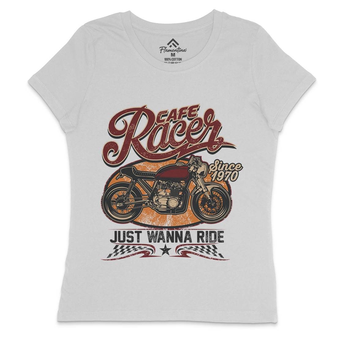 Cafe Racer Womens Crew Neck T-Shirt Motorcycles D015