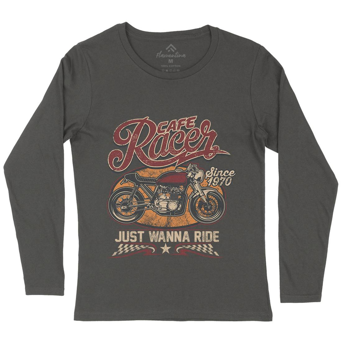 Cafe Racer Womens Long Sleeve T-Shirt Motorcycles D015