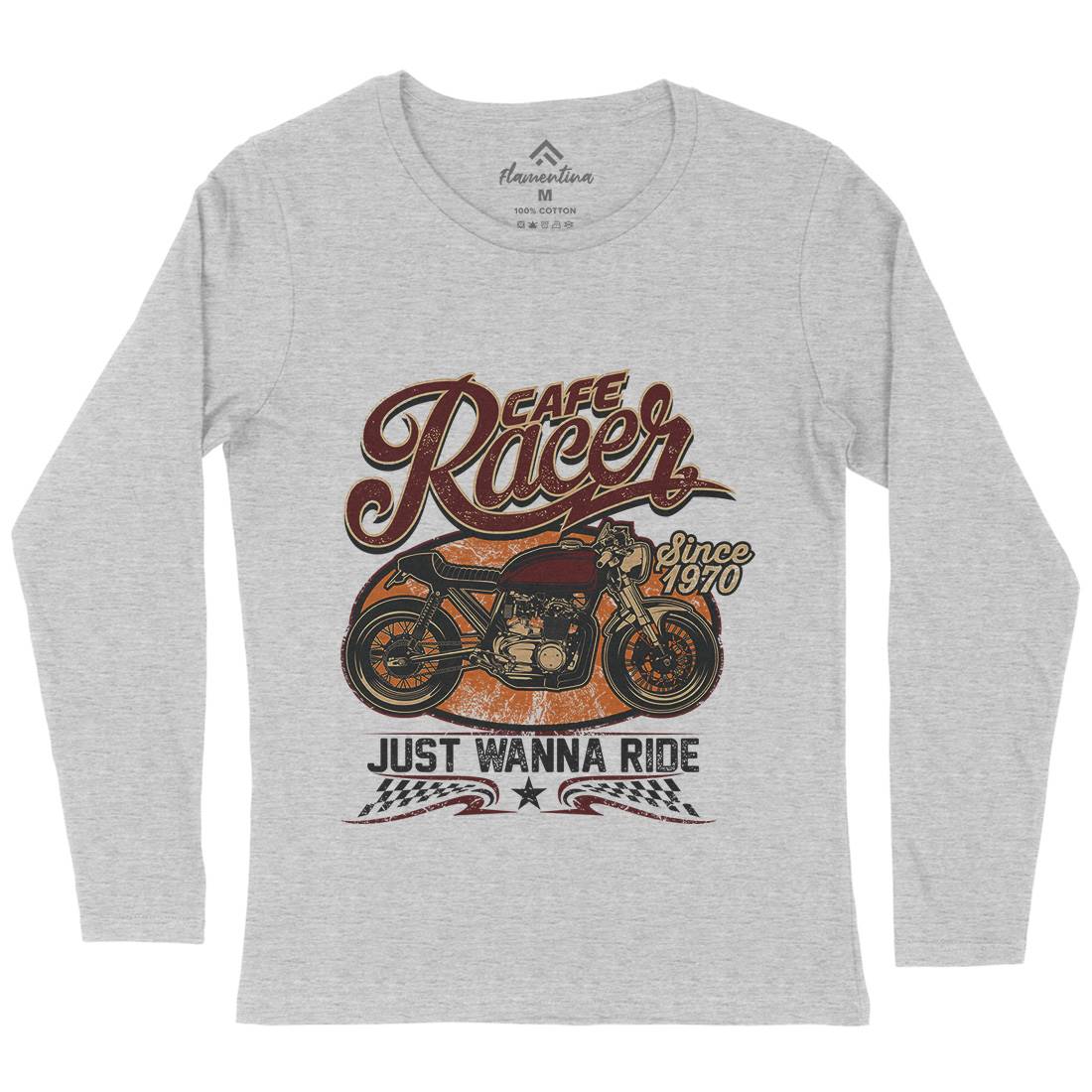 Cafe Racer Womens Long Sleeve T-Shirt Motorcycles D015