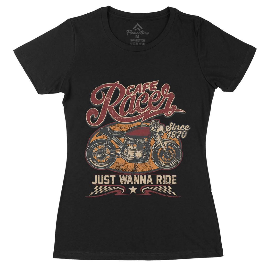 Cafe Racer Womens Organic Crew Neck T-Shirt Motorcycles D015