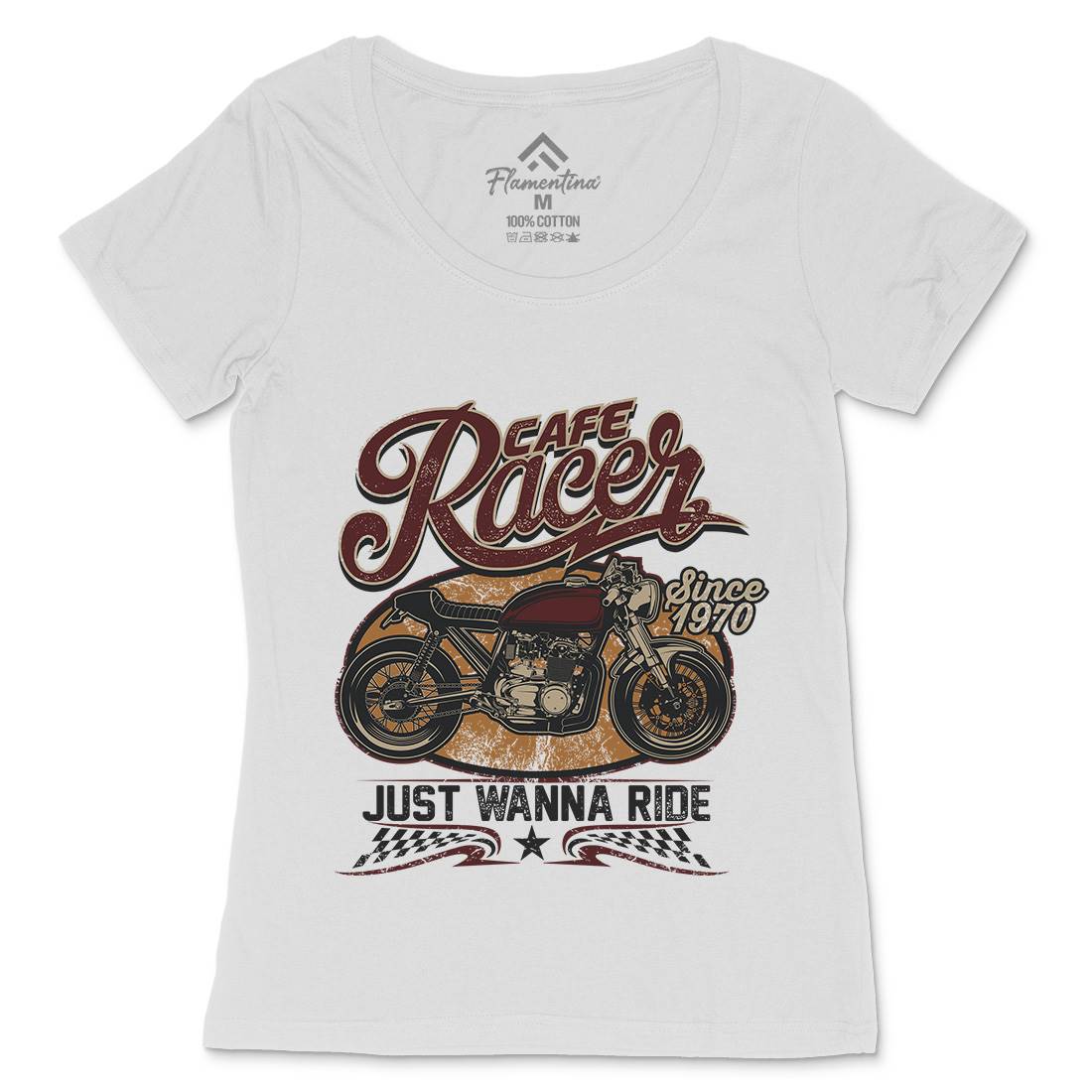 Cafe Racer Womens Scoop Neck T-Shirt Motorcycles D015