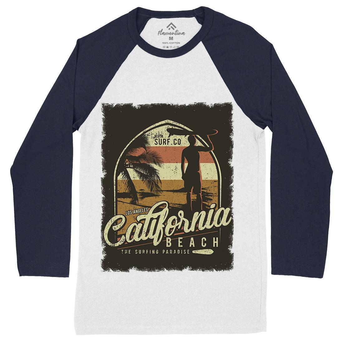 California Beach Mens Long Sleeve Baseball T-Shirt Holiday D017