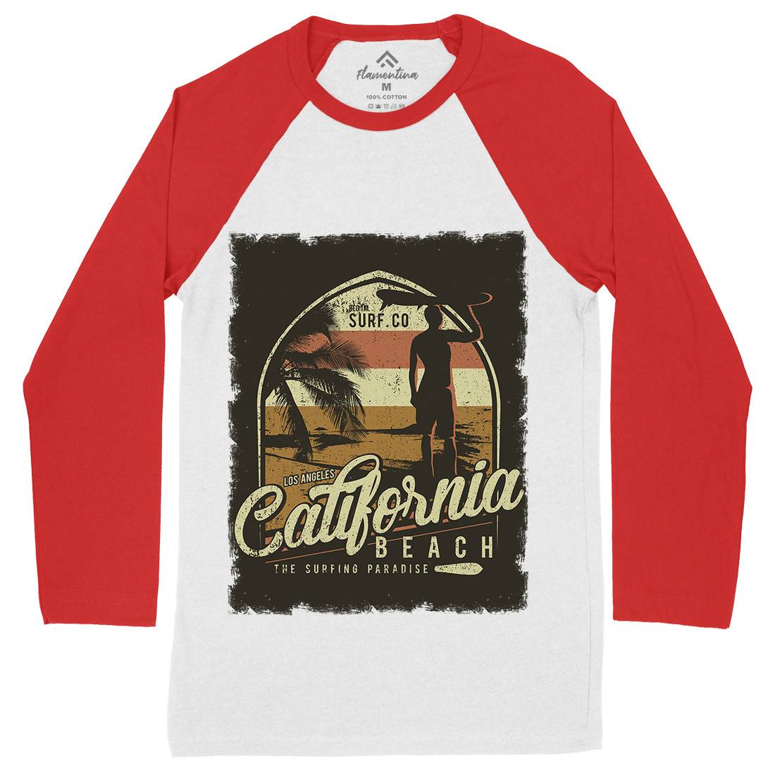California Beach Mens Long Sleeve Baseball T-Shirt Holiday D017