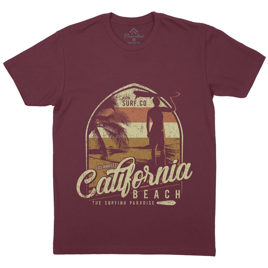 California Beach Mens Organic Crew Neck T-Shirt Holiday D017