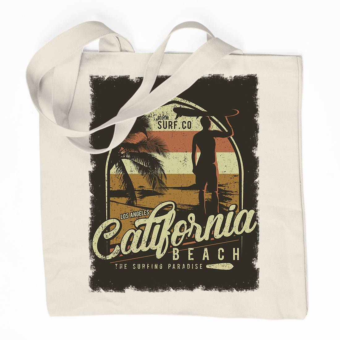 California Beach Organic Premium Cotton Tote Bag Holiday D017